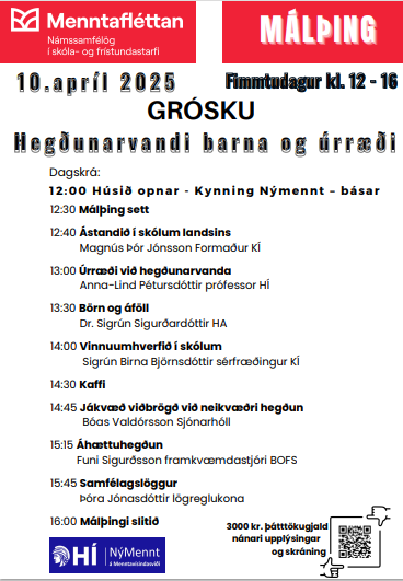 Málþing í Grósku 10. apríl